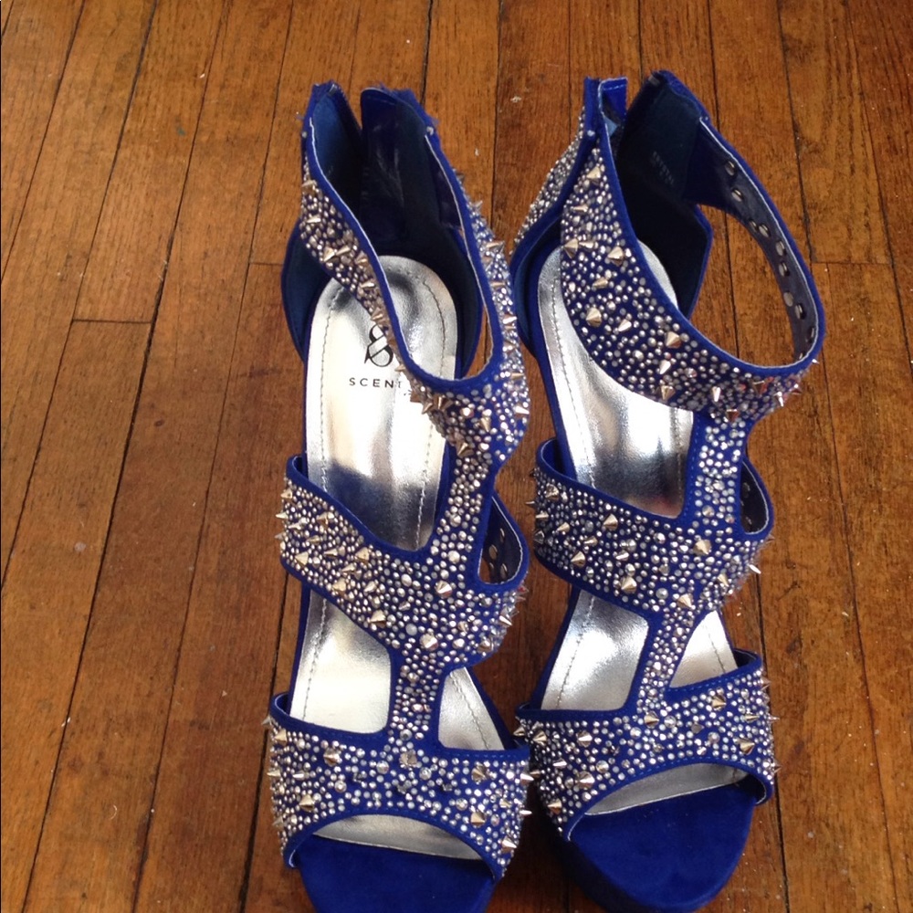 Blue and silver pumps